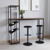 Merrick Lane Metal Bar and Wine Table with Bottle Storage and Hanging Stemware Holders - 2 of 4
