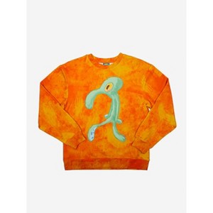Spongebob Squarepants Bold & Brash Crew Neck Long Sleeve Orange Tie-Dye Sweatshirt - 1 of 2