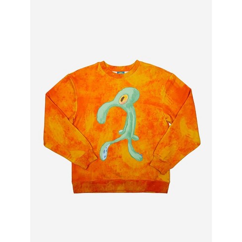 Spongebob Squarepants Bold Brash Crew Neck Long Sleeve Orange Tie Dye Sweatshirt Small