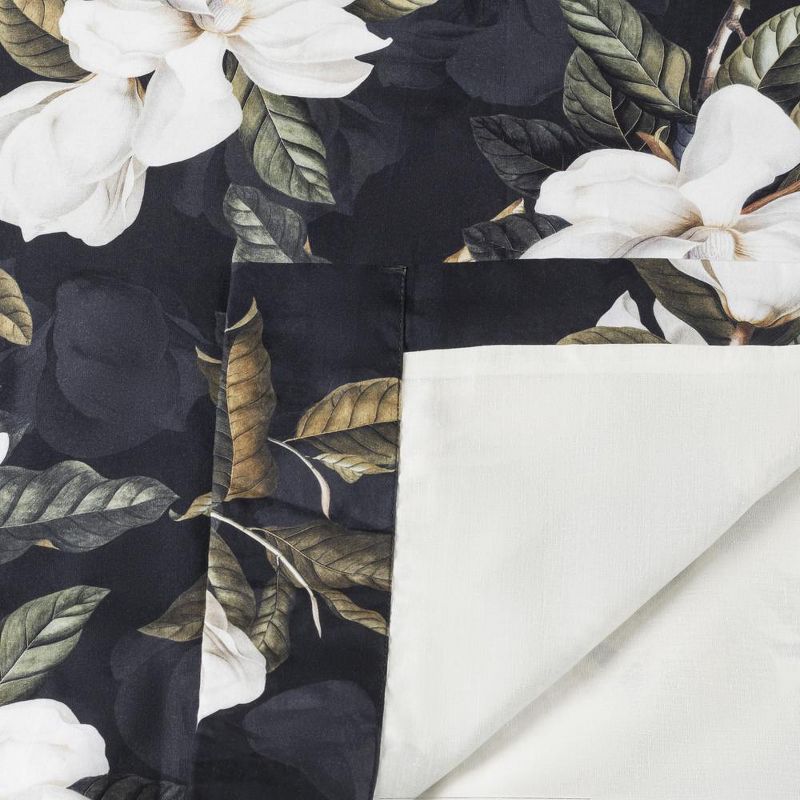 Ellis Curtain Magnolia Unique Floral Design Zipper Closure Pillow Shell 18" x 18" Black, 4 of 5