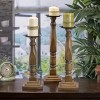 VIP Wood 19.5 in. Brown Turned Wood Pillar Candle Holders Set of 3 - 4 of 4