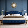 Velvet Upholstered Bed Frame with Solid Wooden Slats Support and Button Tufted Headboard - 3 of 4