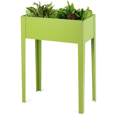 Costway 24'' x12'' Outdoor Elevated Garden Plant Stand Raised Tall Flower Bed Box