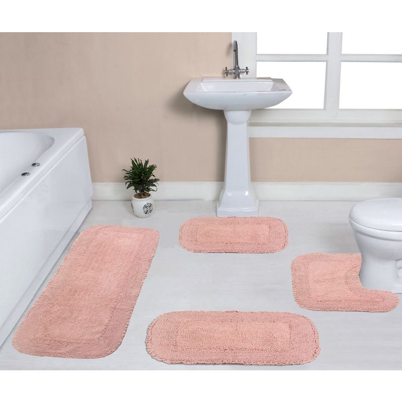 Radiant Collection Cotton Ruffle Pattern Tufted Set of 4 Bath Rug Set - Home Weavers, 1 of 5