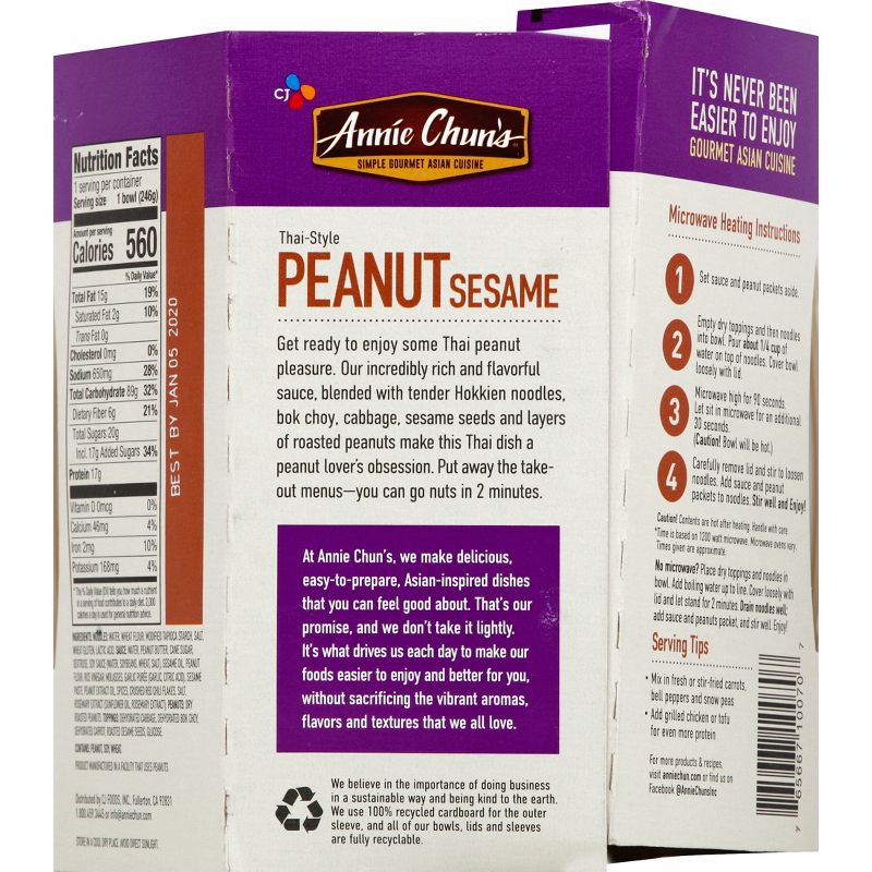 Annie Chun&#39;s Vegan Noodle Bowl Peanut Sesame - 8.7oz, 5 of 9