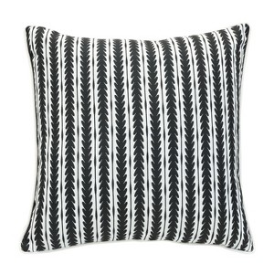 Outdoor Decor by Commonwealth Ebony Geo Stripe Outdoor Pillow Cover 18" x 18" Black (Cover Only) - 1 of 4