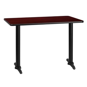 Emma and Oliver 30"x42" Rectangular Mahogany Laminate Table Top with 5"x22" Bases - 1 of 2