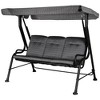 Resenkos 3-Seat Swing Set, Weatherproof Steel, Easy-Adjust Canopy, Thick Cushions, Perfect For Garden, Cream White - 2 of 4