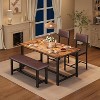 Farmhouse 4-Piece Dining Set with Upholstered Chairs & Bench - Industrial Table, 300lb Capacity, Compact 44-inch Design for Small Spaces - 2 of 4
