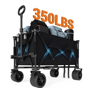35" Foldable Wagon Cart - Heavy Duty 350 lb Capacity, 280L Extra Large All-Terrain Wheels for Beach & Camping - 1 of 4