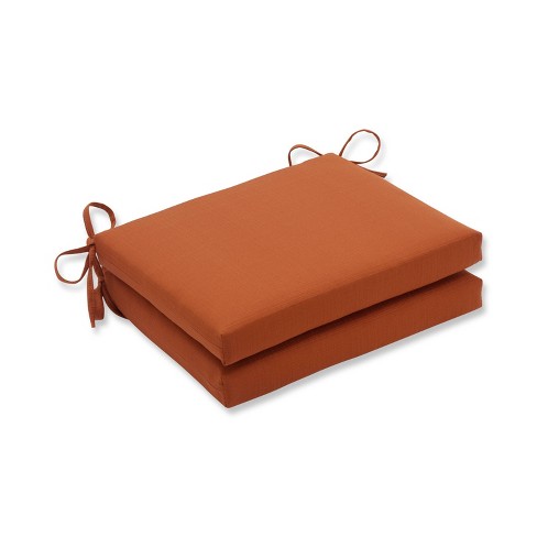 Outdoor 2 Piece Square Seat Cushion Set, Burnt Orange Outdoor Chair Cushions