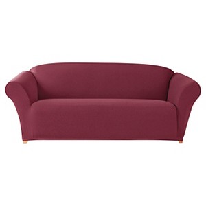 Stretch Twill Sofa Slipcover Burgundy - Sure Fit, Red