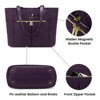 Laptop Bag for Women, Stylish Diamond Quilted Work Tote with Clutch Purse, 15 inch Purple Tote - 4 of 4