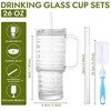 Itopfox 26oz Glass Cups with Lids and Straws, 2 Pack Tumbler With Handle Mason Jar Wide Mouth Reusable Drinking Glasses for Smoothie Coffee Beer - 2 of 4