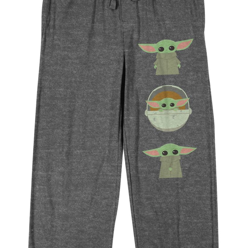 The Mandalorian Baby Yoda Star Wars Mens Grey Sleep Pajama Pants, 2 of 3