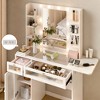 Dyonery Vanity Desk with Mirrors & Lights 3 Colors,White Makeup Desk with Drawers & Cabinet,Transparent Top with 6 Shelves/Power Outlet for Bedroom - 2 of 4