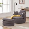 Corduroy Fabric Modern Swivel Chair with Storage Ottoman, Backrest Pillow and High-Density Foam Cushions - 4 of 4
