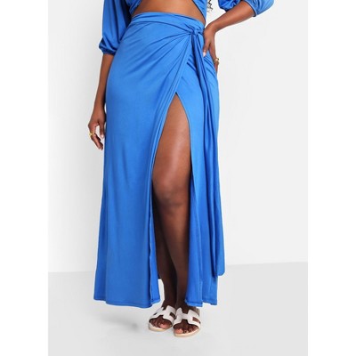 Rebdolls Women's Ariana High Slit Maxi Wrap Skirt - Blue - 2x : Target