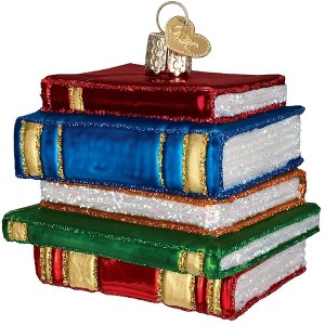 Old World Christmas Blown Glass Ornament for Christmas Tree, Stack of Books - 1 of 3