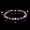 Crucible Men's Amethyst Stone and Gold Plated Steel Bead Adjustable Bracelet (8mm) - 3 of 4