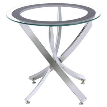 Brooke Round End Table with Glass Top Chrome - Coaster