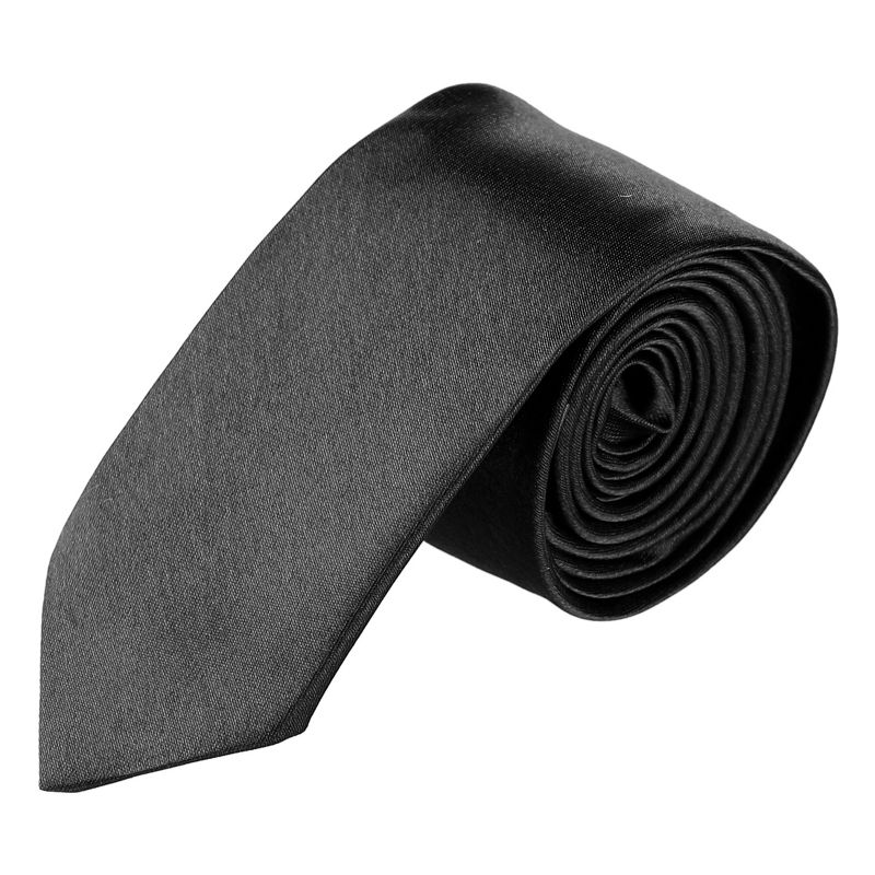 Allegra K Men's Skinny Ties Satin Solid Self-tied Necktie for Wedding Business, 1 of 8