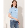 Allegra K Women's Embroidered Bow Tie Neck Puff Sleeve Office Work Shirt - 3 of 4