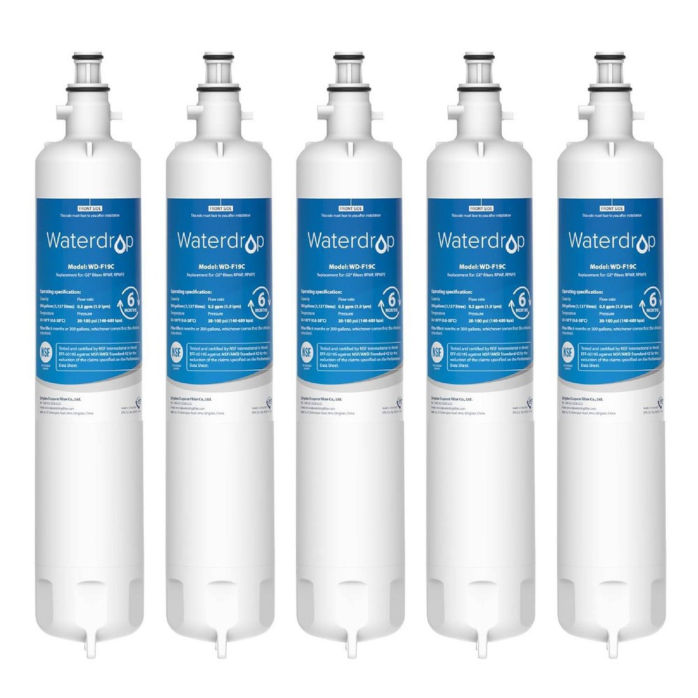 Waterdrop 5pk WD-F19C Replacement for GE RPWFE Refrigerator Water Filter