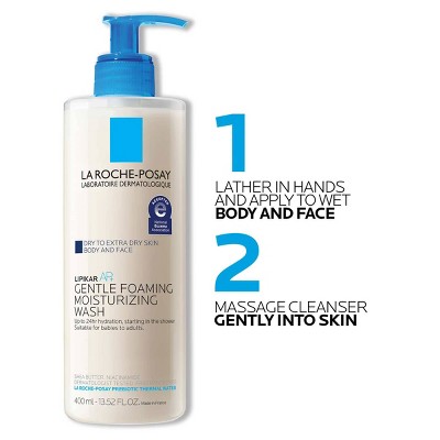 La Roche Posay Lipikar AP+ Face Wash - 13.52 fl oz: Moisturizing, Paraben-Free, For Sensitive, Very Dry Skin