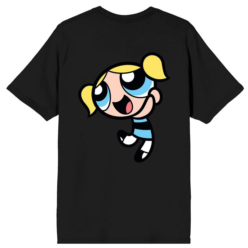 Powerpuff Girls Bubbles Is The Cute One Crew Neck Short Sleeve Black Men's T-shirt, 3 of 5