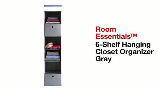 6 Shelf Hanging Closet Organizer Gray - Room Essentials&#8482;, 2 of 5, play video