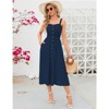 Coolmee Women's Dress Casual Summer Spaghetti Strap Dress Button Down Sleeveless A Line Beach Swing Midi Sundress - 2 of 4