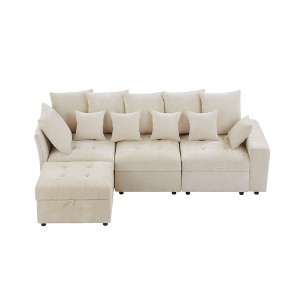 NicBex 96.45 Inch Modular Sectional Sofa with 3 Usb Ports Mid-Century Upholstered Sofa Couch with Storage Ottoman and 5 Pillows for Living Room - 1 of 4