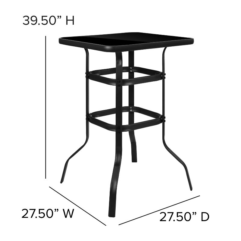Emma and Oliver 3 Piece Outdoor Bar Height Set-Glass Patio Bar Table-All-Weather Barstools, 4 of 11