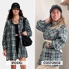 EXLURA Womens Plaid Flannel Shacket Long Sleeve Button Down Shirts Long Jackets Oversized Fall Fashion Outfits - 2 of 4