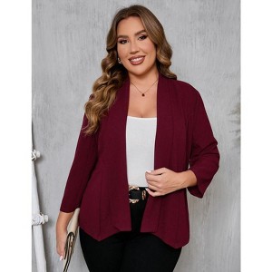 YesFashion Women Plus Size Casual Blazer Open Front Long Sleeve Work Office Cardigan Jackets - 1 of 4