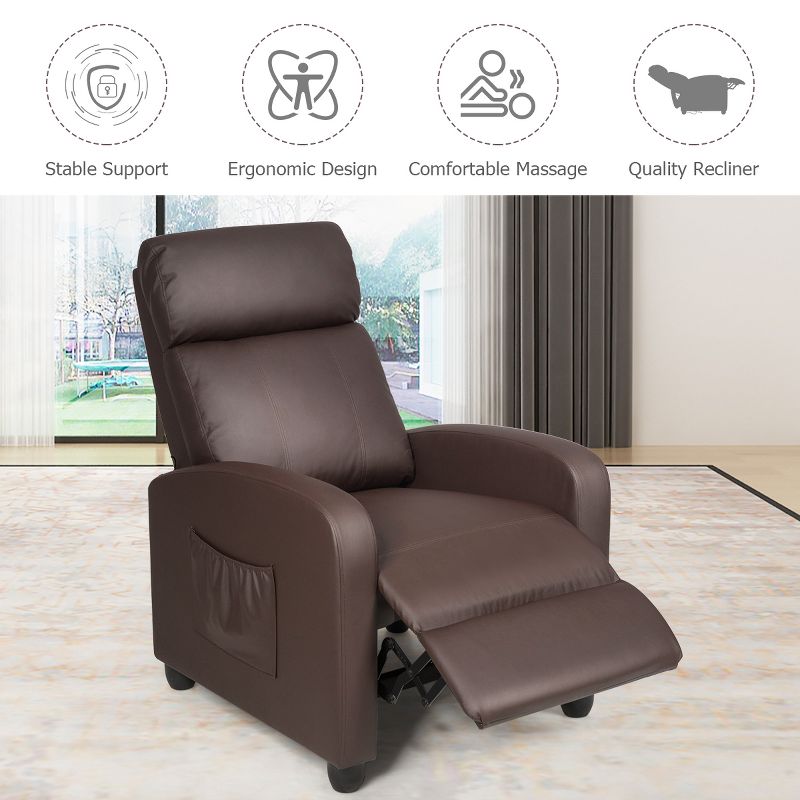 Recliner Massage Chair, Ergonomic Adjustable Single Sofa with Padded Seat Black\Brown\Gray, 4 of 9