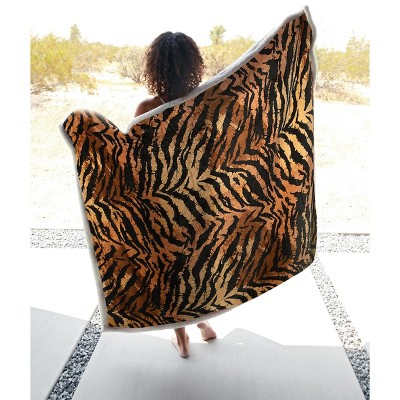 Catalonia Tiger Print Reversible Sherpa Fleece Throw Blanket