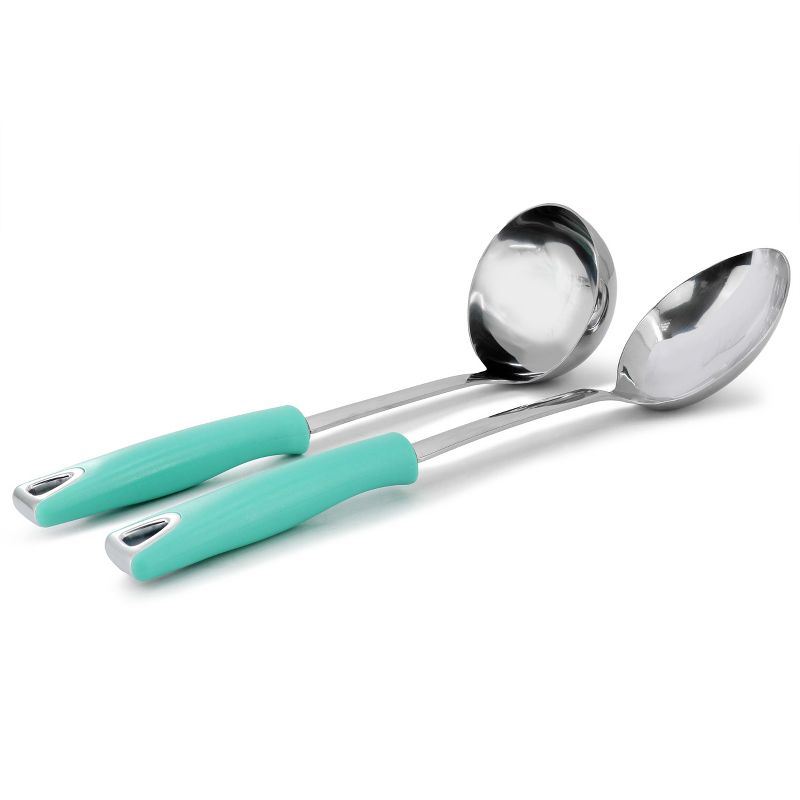 Martha Stewart Everyday Drexler 2 Piece Ladle and Serving Spoon Kitchen Tool Set in Turquoise, 2 of 7