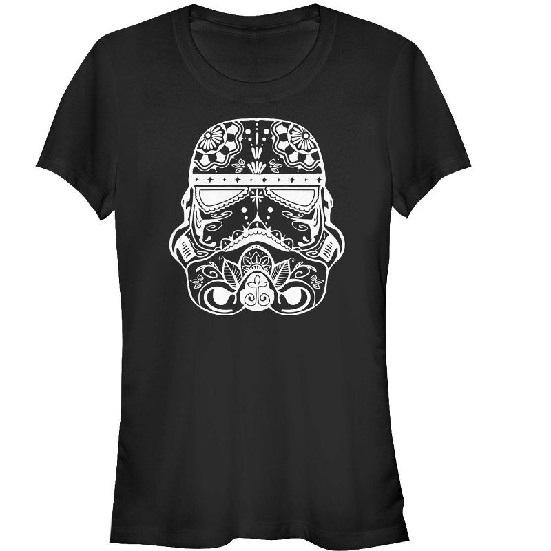 Juniors Womens Star Wars Ornate Stormtrooper T-Shirt, 1 of 4