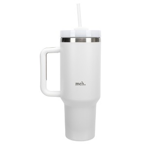 100 North Meh. Over It Sarcastic Humor Wrap-Around 40 Oz. Stainless Steel Water Bottle Coffee Mug, Spill & Leak Resistant, Travel Tumbler with Handle, - 1 of 4