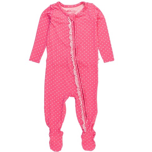Pink Bamboo Bunny Ruffle Footie Pajamas