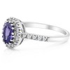Pompeii3 3/4 Ct Diamond Oval Halo Amethyst Ring 14k White Gold - 3 of 4