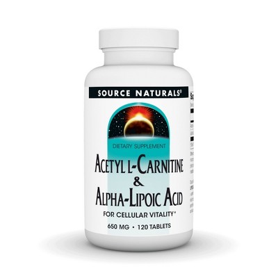 Acetyl L-Carnitine & Alpha-Lipoic Acid 650MG by Source Naturals, Inc.  -  120 Tablet