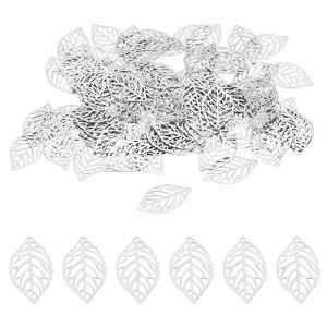 Unique Bargains Metal Bulk Hollow Leaf Pendants for Jewelry Making Bracelets 100 Pcs - 1 of 4