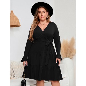Women's Plus Size Boho Ruffle Dress – Ethereal Tiered Layers & Flowy Bell Sleeves for Garden Parties & Special Occasions - 1 of 4
