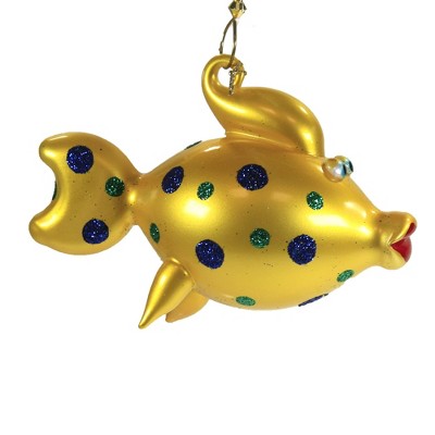 Italian Ornaments 3.0" Kissing Fish Ornament Ocean Sea Blow  -  Tree Ornaments