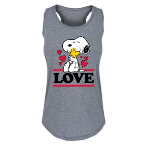 Women's - Peanuts - Love Snoopy Woodstock Graphic Racerback Tank - 1 of 4