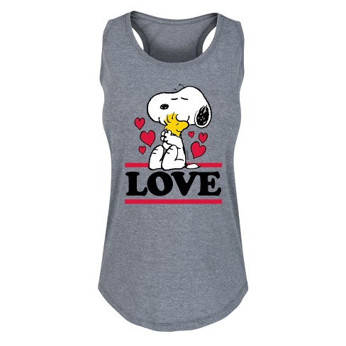 Women's Peanuts Love Snoopy Woodstock Graphic Racerback Tank - Heather ...