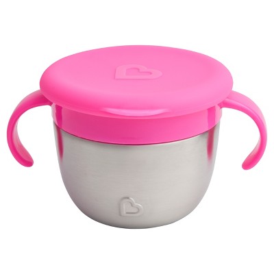 Munchkin Snack+ Stainless Steel Snack Catcher with Lid - Pink